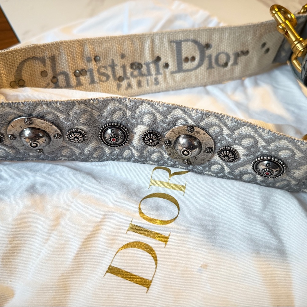 Three items:Authentic Dior Gray and Silver Embellished Strap and other two - Picture 3 of 16